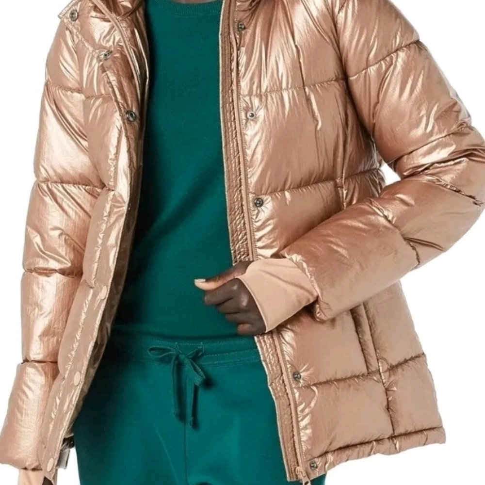 Women's hooded Puffer Jacket Size S metallic taupe *new*